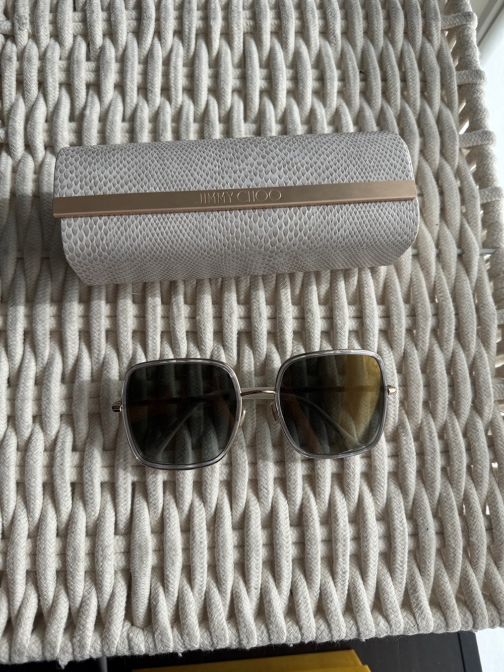 Jimmy Choo Square Lens with Gold-Tone Sunglasses